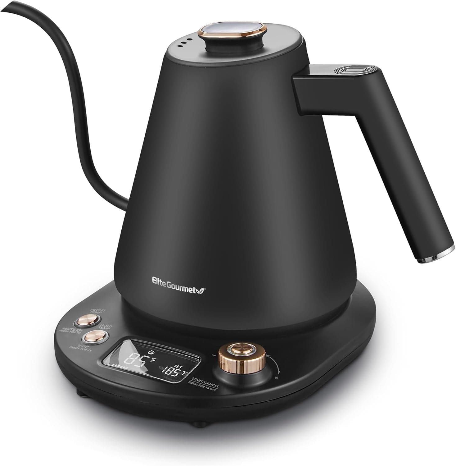 Cosori Electric Gooseneck Kettle with 5 Temperature Control Presets, Pour Over Kettle for Coffee & Tea, Hot Water Boiler, 100% Stainless Steel Inner Lid & Bottom, 1200W, 0.8L, Black