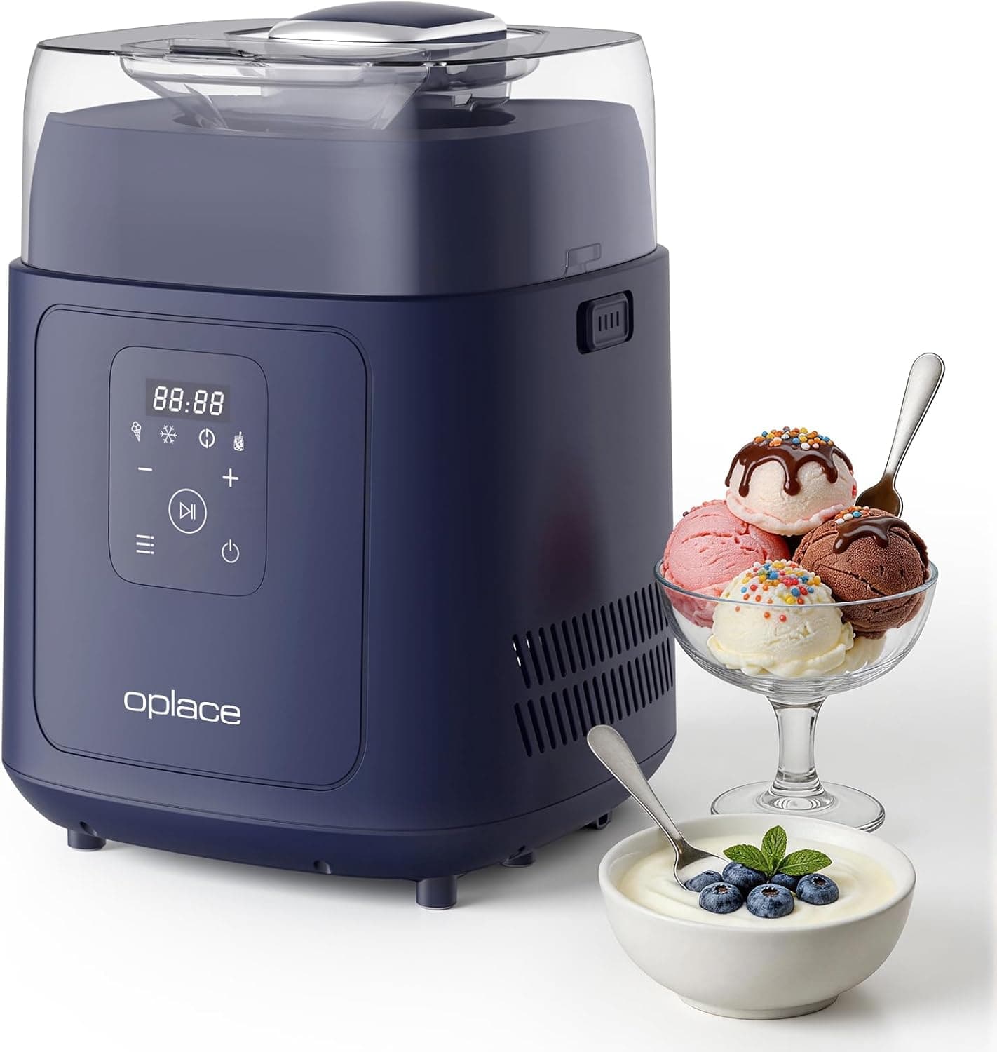 Instant Pot InstantChill Ice Cream Maker with Built‑In Compressor, No Pre‑Freezing, Real Ice Cream in Minutes\*, Gelato, Sorbet, Rolled, Non‑Dairy, Mix‑Ins, Easy Clean Up, Quiet, Makes Up to 2 Pints