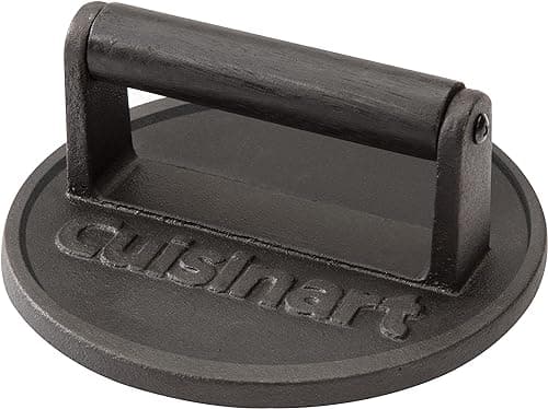 Lodge Pre-Seasoned Cast Iron Grill Press with Cool-Grip Spiral Handle, 4.5 x 6.75 Inch